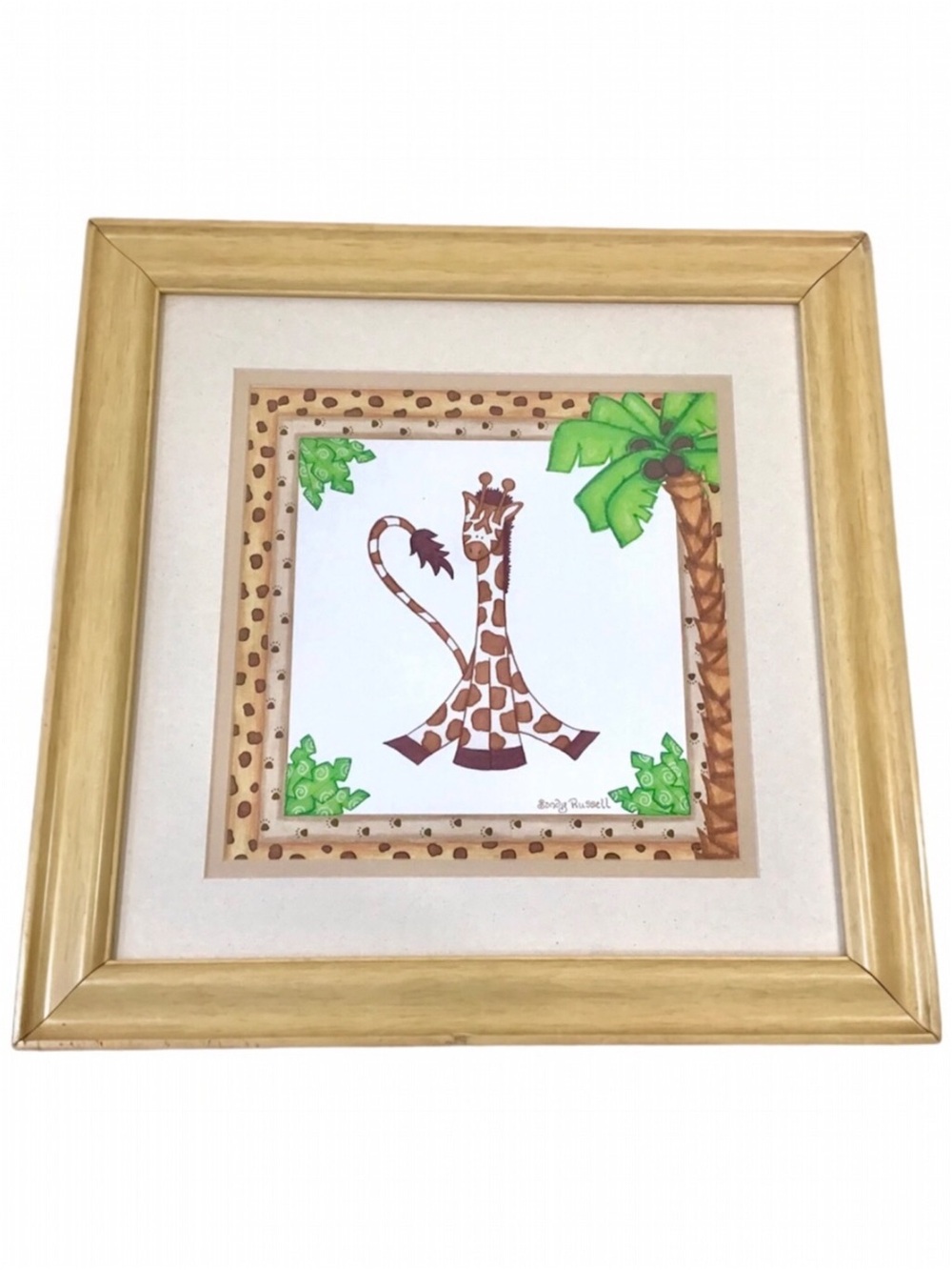Giraffe Print Framed Matted Picture Sandy Russell Childs Bedroom Nursery Target
